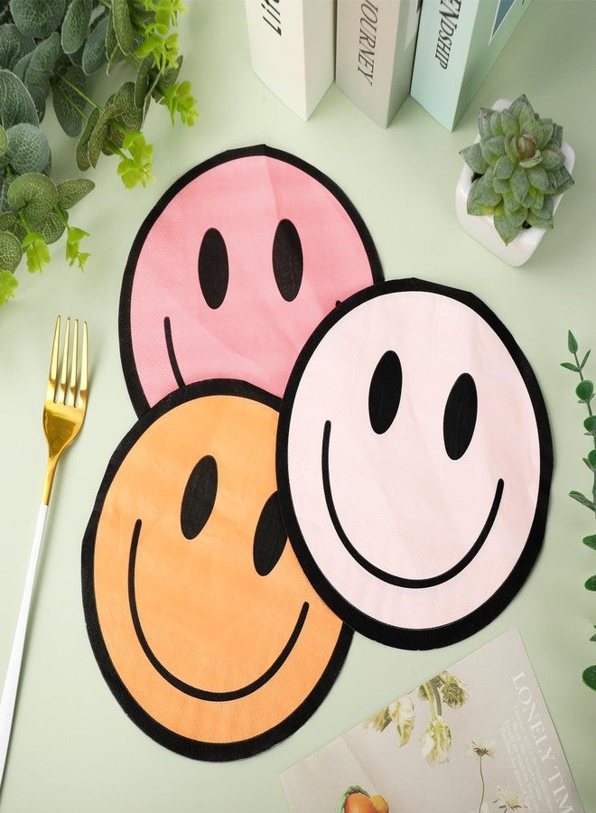 JarThenaAMCS مناديل حفلات JarThenaAMCS، 100 قطعة، مزينة برسومات وجوه مبتسمة، مناديل ورقية مبتسمة، مناديل غداء بوهيمية مبهجة، مثالية للعودة إلى المدرسة، ومستلزمات حفلات ريترو مميزة. - Image 4